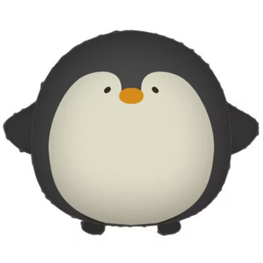 Balon din Folie Metalizata, Cyrax, Figurina Animata, Model Pinguin, 54 x 48 cm, Ambalaj Individual, Pai Inclus, Umflare cu Aer sau Heliu, Negru