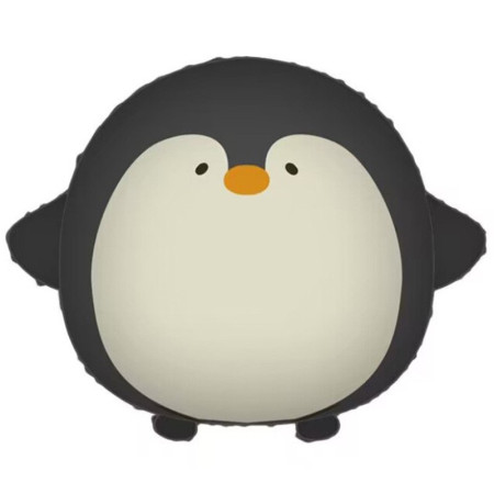 Balon din Folie Metalizata, Cyrax, Figurina Animata, Model Pinguin, 54 x 48 cm, Ambalaj Individual, Pai Inclus, Umflare cu Aer sau Heliu, Negru