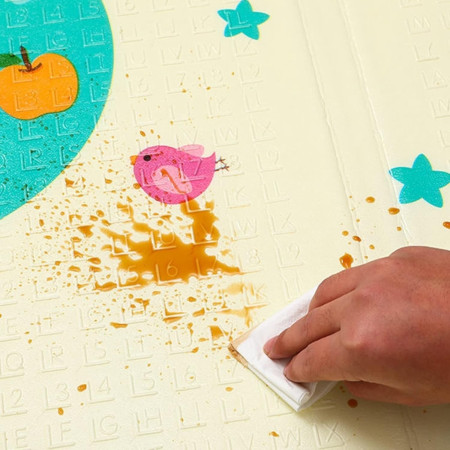 Covoras pentru Copii, Cyrax, cu 2 Fete, Model Casute in Copaci/Iepurasi, din XPE+PE, Impermeabil, Antiderapant, Protectie Termica, +3 Luni, Pliabil, 150 x 200 x 1.5 cm, Multicolor