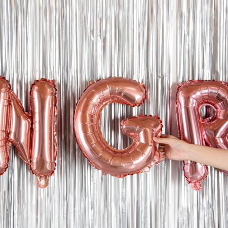 Balon Folie Metalizata Litera G, Cyrax, 40 cm, Umflati cu Heliu sau Aer, Ambalaj Individual, Pai inclus, Rose Gold