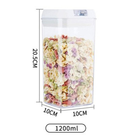 Cutie de Depozitare Alimente, Cyrax, Cutie de Depozitare tip Container pentru Bucatarie, cu Capac, Inchidere Ermetica, Cutie pentru Cereale, 20.5 x 10 x 10 cm, volum 1.2 L, Alb