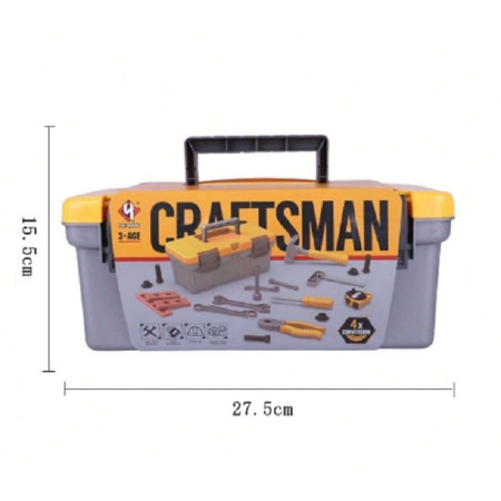 Trusa Scule si Unelte de Jucarie pentru Copii, Cyrax, 19 Piese Material Plastic, Interactiv, +3 Ani, 27.5x15.5x13 cm, Gri/Portocaliu