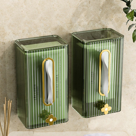 Cutie suport servetele eleganta Cyrax, cu montare pe perete sau dulap, material plastic dur, 21.3 x 8.7 x 12 cm, verde