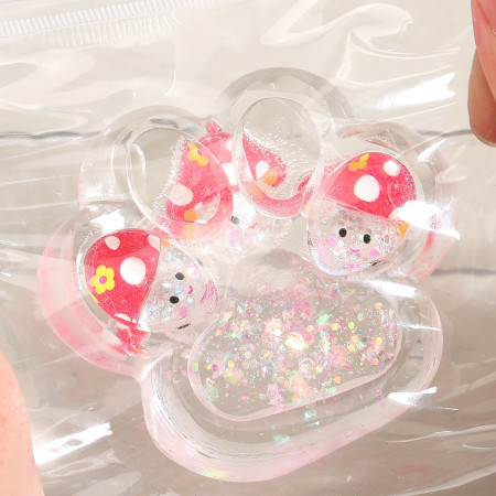 Jucarie Antistres Squishy, Cyrax, Labuta de Pisica Pufoasa, cu Revenire Lenta, 7 x 6.5 cm, Model Ciuperca, Multicolor