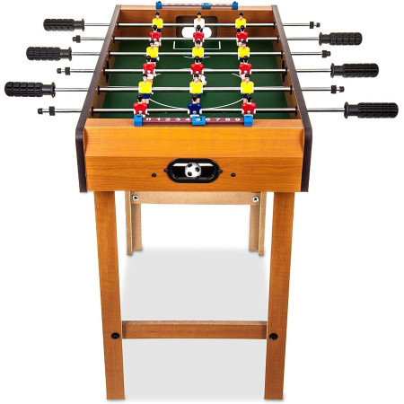 Masa de Fotbal cu Teren si 18 Jucatori Cyrax, 6 Manere, cu Tablou pentru Scor, din Metal, Lemn si ABS, 69 x 36.5 x 61 cm, cu Picioare, pentru copii/adulti