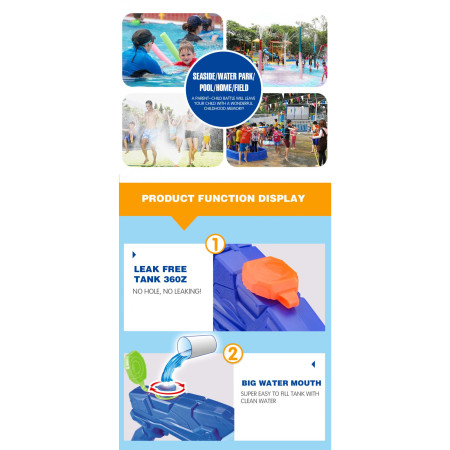 Pistol cu Apa pentru Copii, Rezervor, Pentru Piscina/Plaja, Cyrax, 6ani+,  Albastru, 300ML