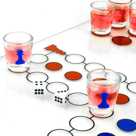 Joc de baut, Nu te supara frate, Cyrax, cu pahare de shot din sticla, 30x30 cm, multicolor