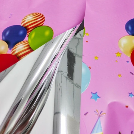 Fata de Masa, Cyrax, din Folie, Imprimeu Happy Birthday cu Baloane, 137 x 183 cm, Roz