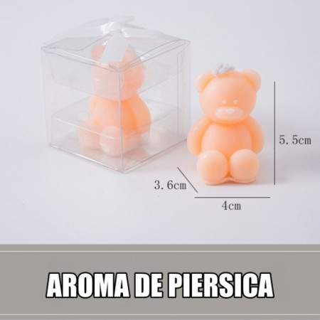 Lumanare Parfumata,  Model Ursulet, Portocalie, Aroma de Piersica, 5.5x3.6x4 cm