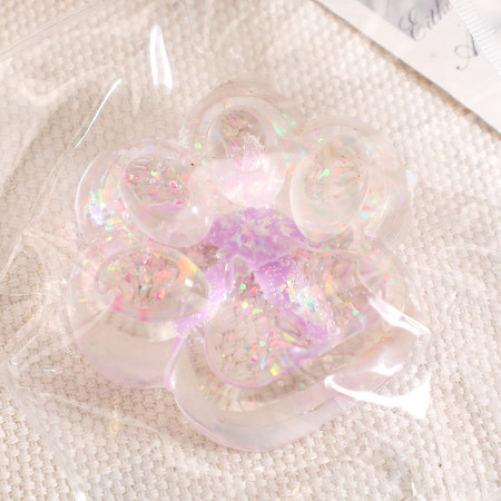 Jucarie Antistres Squishy, Cyrax, cu Revenire Lenta, Squeeze Pinch Family, Model Cat Paw, 6.5 x 7 cm, din Tpr, 4-6 Ani, Model 2 Flori, Transparent