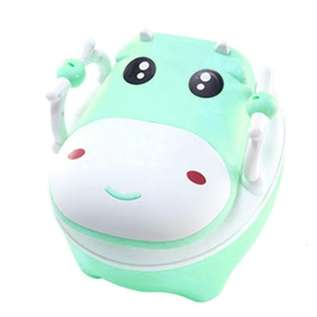 Olita pentru Copii, Cyrax, +1an, Portabila, Design Vacuta cu Capac, Model Prietenos, Non-Toxic, cu Manere, Compartiment Detasabil, Perie Inclusa, Usor de Curatat, Verde