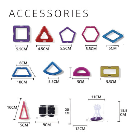 Set 148 Piese Magnetice de Constructie, Cyrax, Piese Medii, Magnetic Blocks, Forme Geometrice, 3 Ani, ABS, Magnet, 25 x 17.8 x 10 cm, Multicolor