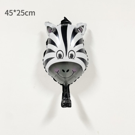 Balon din Folie Metalizata, Cyrax, Mini Figurine Animalute, Model Zebra, Tematica Aniversare, 25x45 cm, Ambalaj Individual, Pai Inclus, Umflare cu Aer sau Heliu, Multicolor