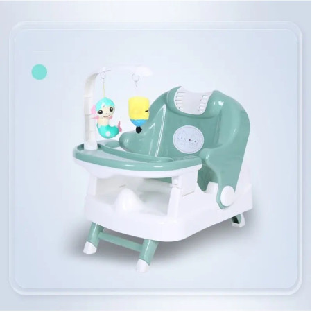 Scaun pentru Copii 2 in 1, Cyrax, pentru Servit Masa si pentru Baie, Multifunctional, Pliabil, Portabil, din Plastic, Spatar Reglabil, 58 x 39 cm, Verde Deschis