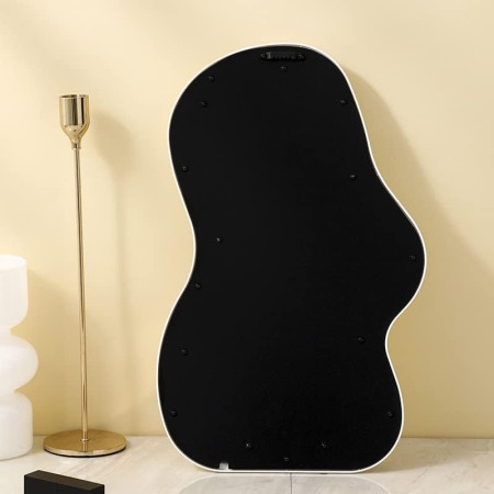 Oglinda de Perete,  Decorativa, pentru Baie, Dormitor, Sufragerie, Model Minimalist, Forma Asimetrica, 40.3x26 cm, Roz