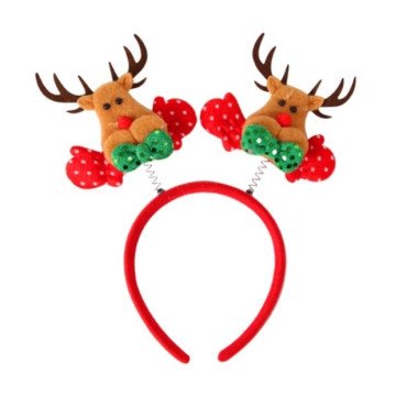 Coronita Decorativa, Cyrax, Tema Craciun, 12 x 25 cm, Model Reni cu Coarne, Marime Universala, Rosu/Maro