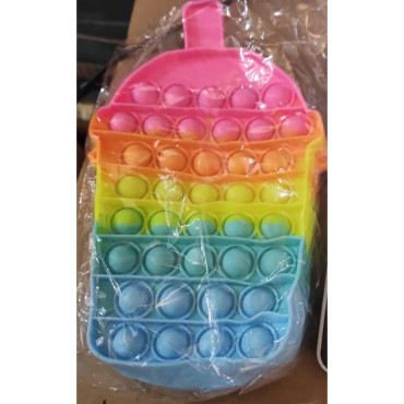 Jucarie antistres din silicon, Cyrax, Geanta Pop It, Milkshake, Model 2, Multicolor