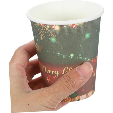 Set 16 Pahare de Unica Folosinta, Cyrax, Model Merry Christmas, Tematica de Craciun, 9.14 cm, Rosu Verde