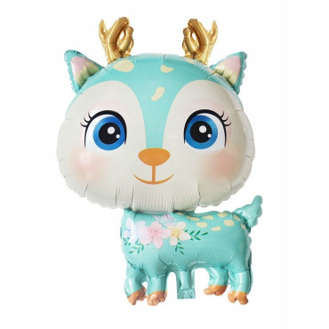 Balon din Folie Metalizata, Cyrax, Mini Figurine, Model Cerb, Tematica Aniversare, 49x74.5 cm, Ambalaj Individual, Pai Inclus, Umflare cu Aer sau Heliu, Albastru