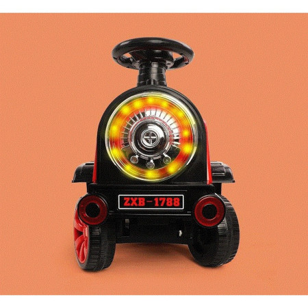 Masinuta Electrica Cyrax, Tip Trenulet cu Vagon Detasabil, Pentru 2 Persoane,cu Telecomanda, Lumini si Sunete, Locomotiva cu Vapori de Abur, 1-6 Ani, 46 x 33 x 72 cm, Rosu