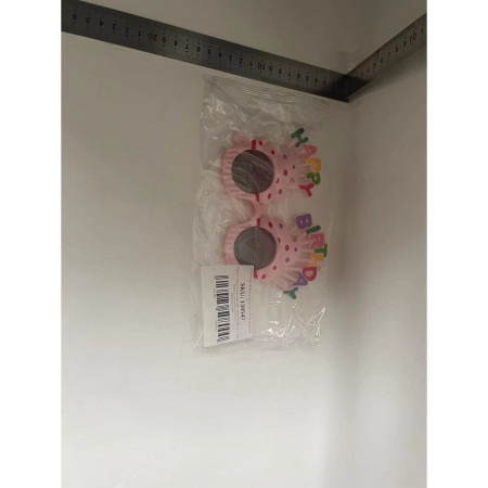 Ochelari Happy Birthday, Cyrax, Tematica Aniversare, Protectie Soare, din Plastic, Model Prajiturele, 18.5x11.5 cm, Roz