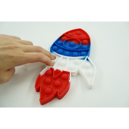 Jucarie antistres din silicon Cyrax, Pop it Now and Flip It ,Racheta ,Multicolor