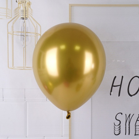 Set 12 Baloane, Cyrax, din Latex Chrome, 25 cm, Auriu