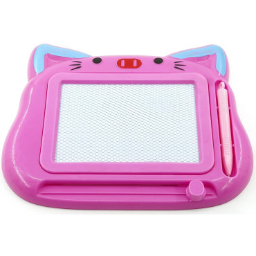 Tablita Magnetica de Scris si Desenat, Cyrax, Model Pisica, cu Creion, Dimensiuni 23.2x18.5 cm, Suprafata Desen 14.6x10.4 cm, Dezvolta Imaginatia si Creativitatea, Incurajeaza Exersarea Scrisului, Roz