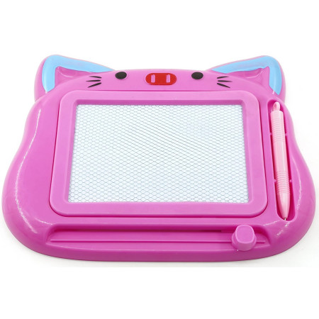 Tablita Magnetica de Scris si Desenat, Cyrax, Model Pisica, cu Creion, Dimensiuni 23.2x18.5 cm, Suprafata Desen 14.6x10.4 cm, Dezvolta Imaginatia si Creativitatea, Incurajeaza Exersarea Scrisului, Roz