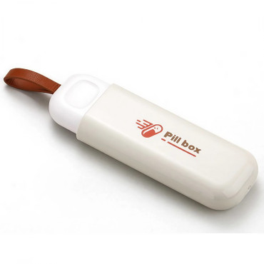 Cutie Depozitare Medicamente,  Portabila, 3 Compartimente, Tip Breloc, Plastic, Glisanta, Alb, 10.7x3.6x1.6 cm