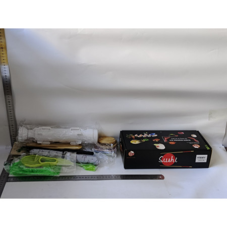 Set Ustensile pentru Sushi, Cyrax, Set din 31 Accesorii pentru Sushi, Set pentru Sushi HOME MADE, Cutit Inclus, Forme, Betisoare, Multicolor