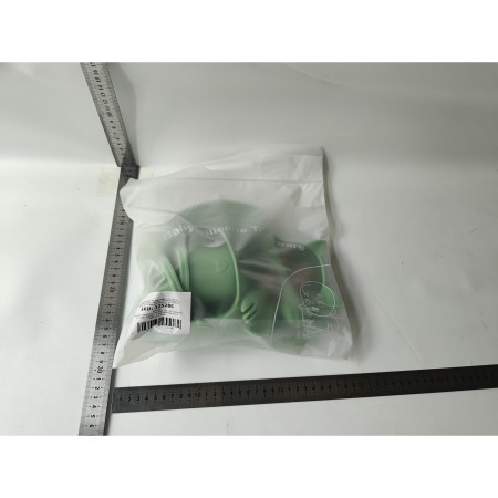 Set 10 piese diversificare bebelusi si copii din silicon Cyrax, baveta, farfurie compartimentata cu ventuza, bol cu ventuza, tacamuri din lemn si silicon, cana pentru gustari, fara alergeni, verde