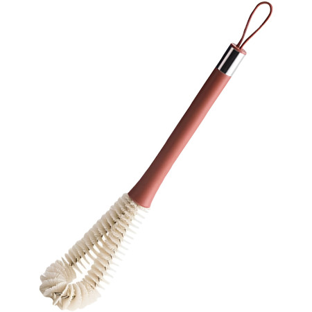 Perie de Curatat Pahare, Sticle, Biberoane, Cyrax, cu Maner Lung, Uz Casnic, Silicon, Ergonomic, 3.9x5.4x38.5cm, Rosu