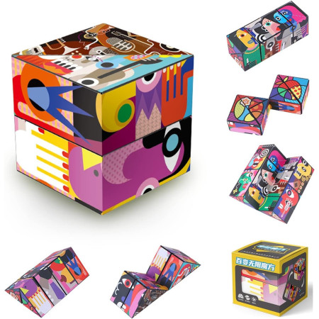 Jucarie Interactiva, Cyrax, 3D Cub Rubik, Diferite Forme, Anti-stress, Abstract, Multicolor