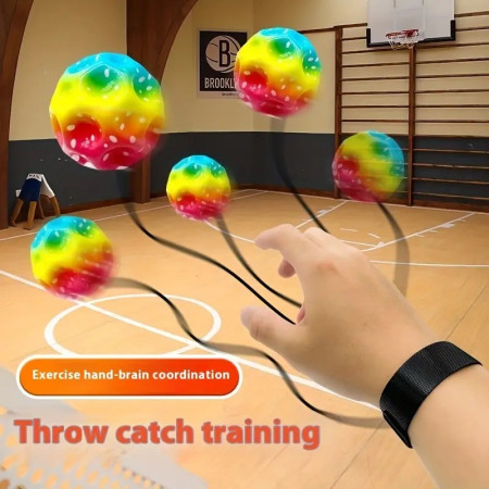 Minge Saltareata Hiperelastica, Cyrax, Space Moon Ball foarte Elastica, Antistress pentru Copii, Diametru 66 mm, Multicolor Galben