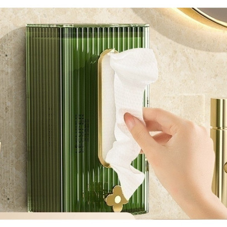 Cutie suport servetele eleganta Cyrax, cu montare pe perete sau dulap, material plastic dur, 21.3 x 8.7 x 12 cm, verde