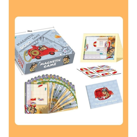 Cyrax Joc educativ magnetic de interconectare, micul pompier, 15 nivele, 9 carti, pentru copii, +3 ani, multicolor