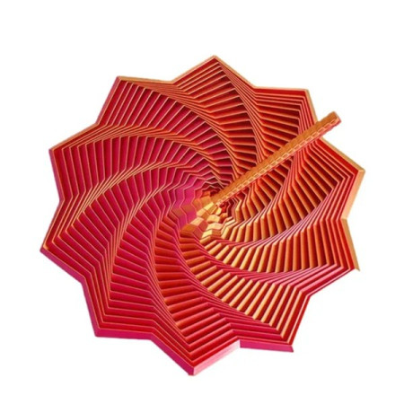 Jucarie Decompresie, Cyrax, Model Stea 3D, DuoChrome, Maner Spirala, Turn Magic Geometric, Multiple Forme, Anti-stress, 8.6 cm, Rosu/Auriu
