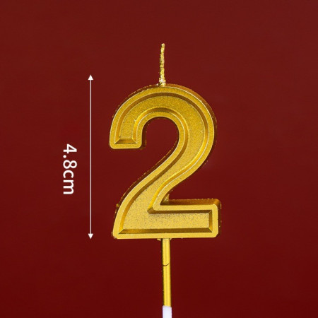 Lumanare pentru Tort Cifra 2, Cyrax, 4.8 cm, Aniversare, Aurie