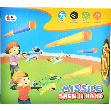 Jucaruie cu Lansator pentru Copii, Cyrax, Lanseaza Manual, Tinta, 2 Avioane, 40 de Gloante din Material Moale, Joc Interactiv, 28.5x25x6.3 cm, Gri Verde