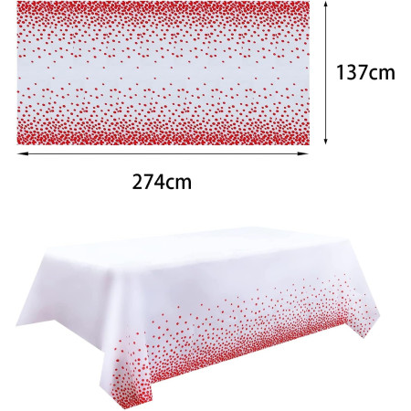 Fata de Masa, Cyrax, din PEVA, Imprimeu Buline, 137 x 274 cm, Impermeabila, Fara Pete, Curatare Rapida, Rosu