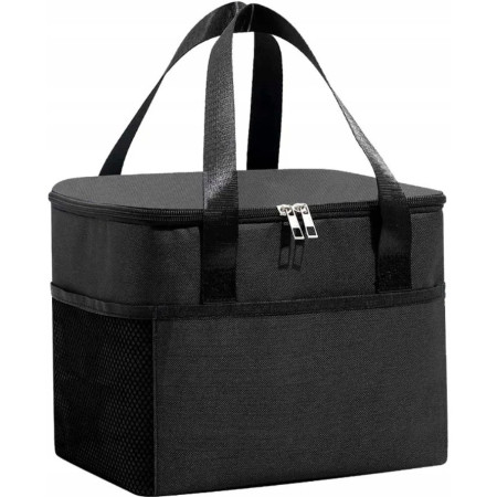 Geanta Termica Cyrax pentru Pranz, Compartimente Telefon si Tacamuri, Multifunctionala, Impermeabila, 24x18x21 cm, Negru