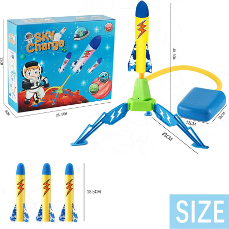 Jucarie pentru Copii, Cyrax, Lansator de Rachete cu Piciorul, un Singur Lansator, 3 Rachete cu Lumini, 40.5 cm Inaltime, Multicolor