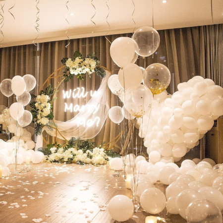 Set 10 Baloane din Latex, Cyrax, Model Party, 13 cm, 1 g, Alb