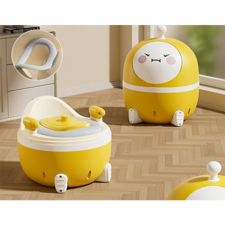 Olita 2in1, Cyrax, Model Ou, cu Reductor WC, din Plastic, cu Muzica si Lumini, 29 x 29 x 22 cm, Galben