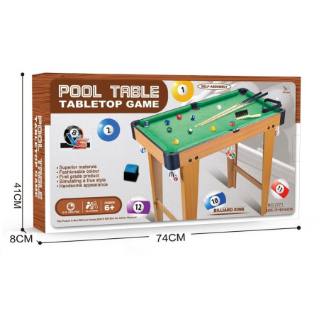 Masa de Biliard, Cyrax, cu Picioare, +6 Ani, 74 x 63 x 40 cm, din Lemn/ABS, Maro/Verde