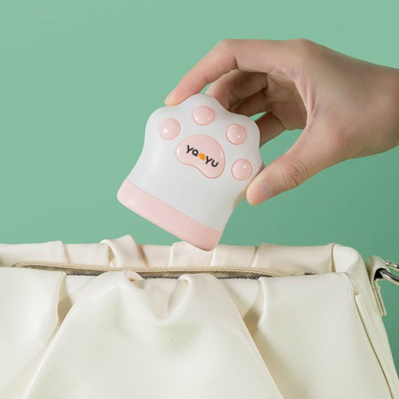 Ruleta Portabila,  Ruleta mini pentru Copii, Model Labuta de Pisica, cu Prindere, pentru Masurat Diametrul, 5.5 x 6.5 cm, Banda 1.5m, Roz