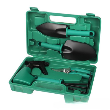 Set 5 accesorii pentru gradinarit  geanta depozitare inclusa, otel inoxidabil, 18.5 x 29.5 cm, verde