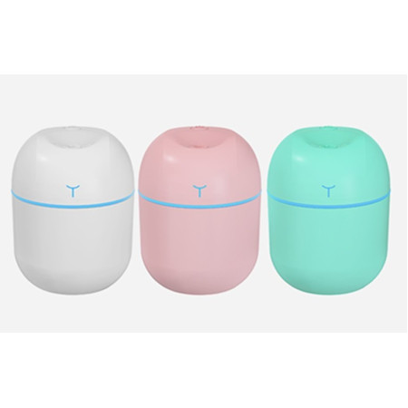Mini Umidificator Portabil,  2 Moduri, Aromaterapie, Silentios, Lumina Ambientala, Incarcare USB, 220 ml, 8 x 8 x 10.3 cm, Alb