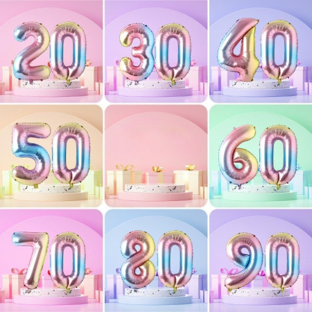 Balon din Folie Metalizata Cyrax, Figurina Cifra, Tema Aniversare 40 cm, Ambalaj Individual, Pai inclus, Umflare cu Aer sau Heliu, Multicolor, Cifra 0